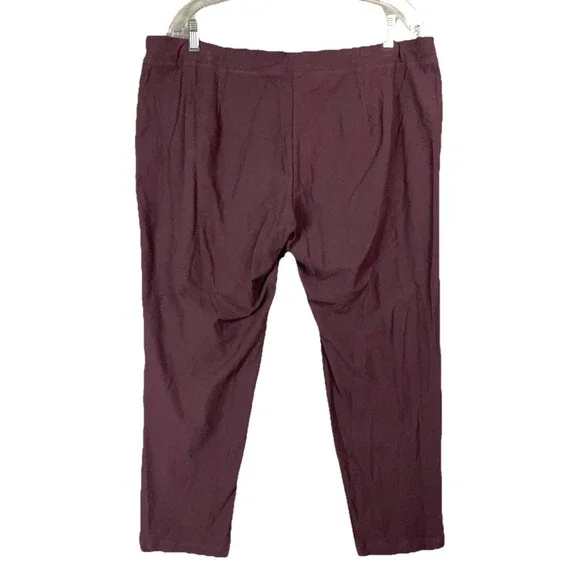 Eileen Fisher Women XL Stretch Crepe Slim Ankle Pant Purple Pull On Drapey READ - Picture 8 of 9